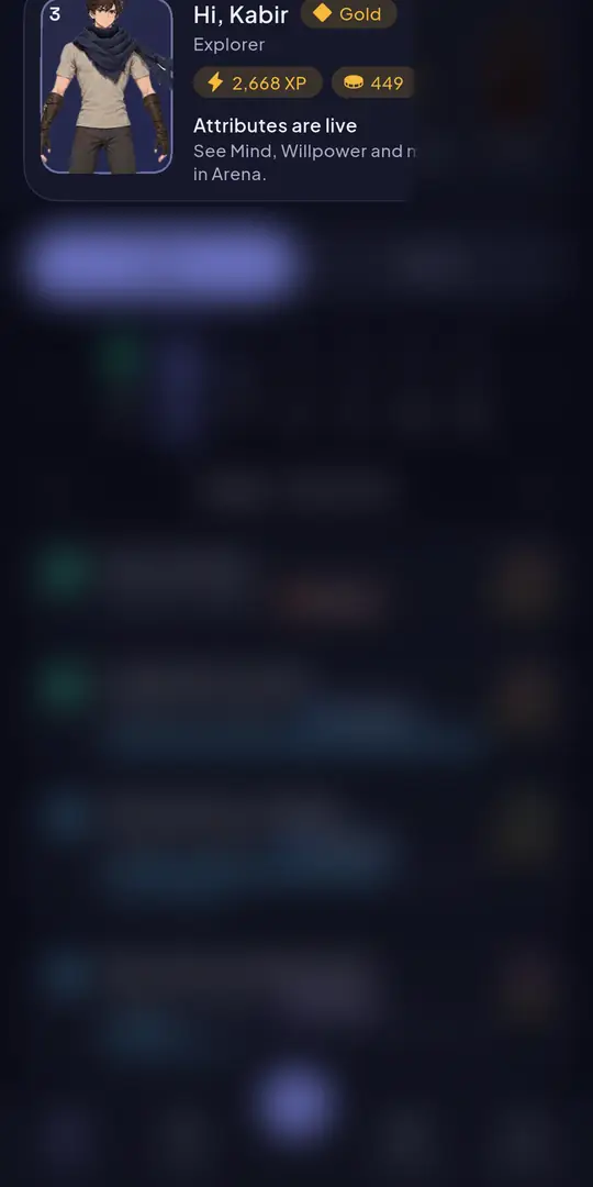 A glimpse of Gluno&rsquo;s home screen. Most of it is blurred on purpose.